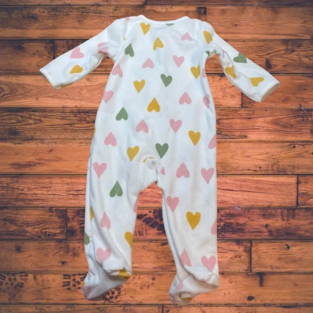 5 for $25🔥Carter's‎ Fleece Heart Print Footie Pajamas Girls Size 3-6 Months